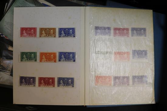 Three albums of mainly G.B. unmounted mint stamps, mostly Edward VII to George VI,